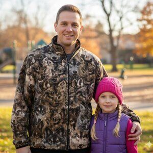 ZooFleece Wolf Camo Wolves Face Pack Jacket Winter Coat Sweater Dogs S-XL